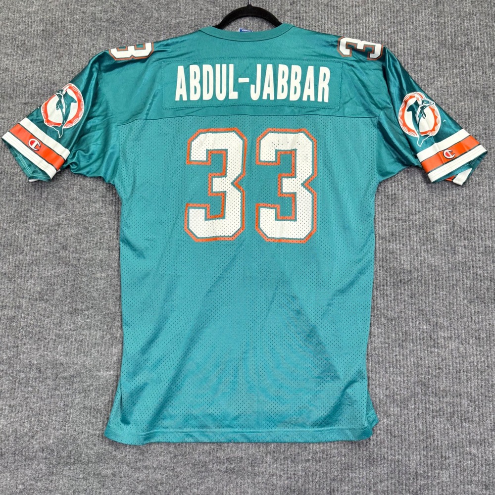 Vintage Champion Miami Dolphins Abdul-Jabbar 33 Jersey Teal Mens 48